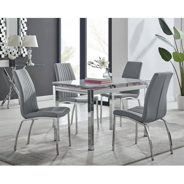 Stainless steel dining best sale table with fixed chair